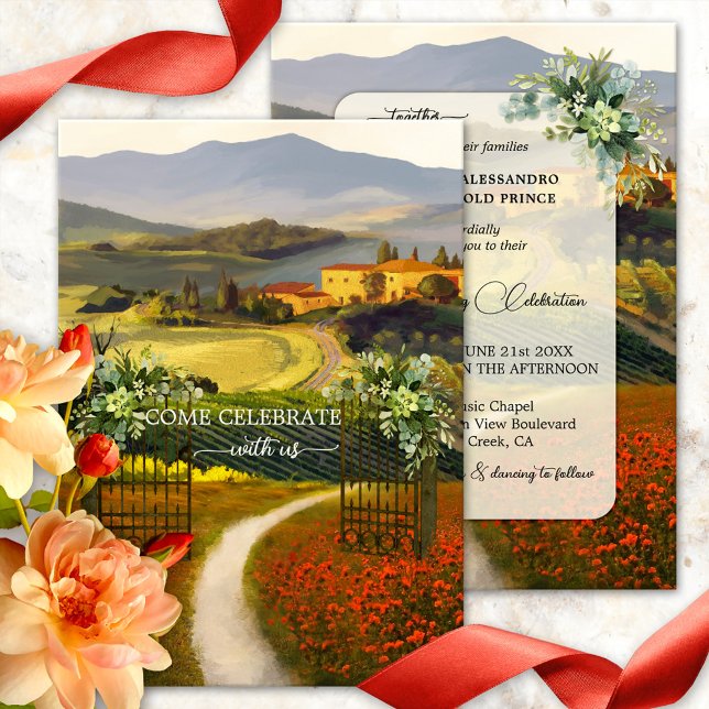 Artistic Fine Art Tuscan Italian Wedding Invitation (Creator Uploaded)