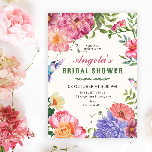 Artistic floral bloom bridal shower invitation (Creator Uploaded)