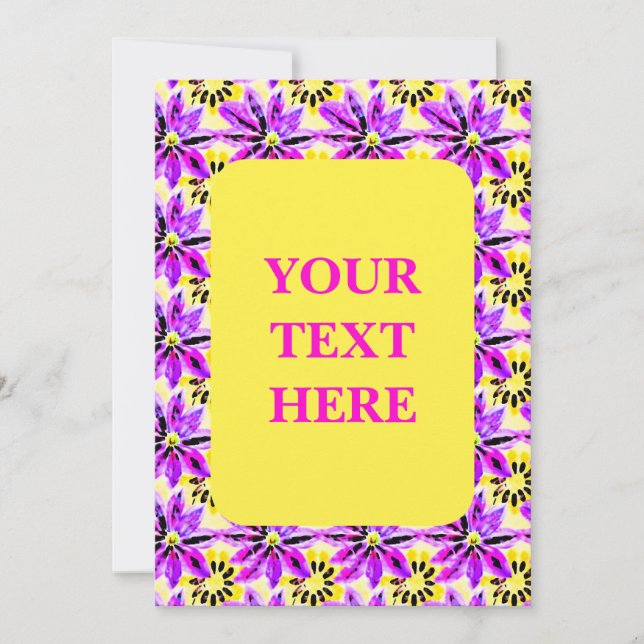 Artistic Floral Boho Watercolor Pattern Invitation (Front)