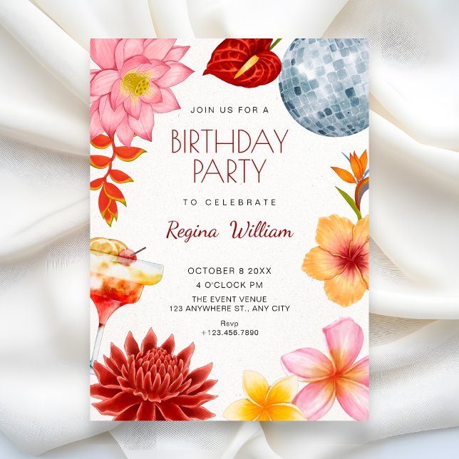 Artistic floral botanical party birthday invitation (Creator Uploaded)