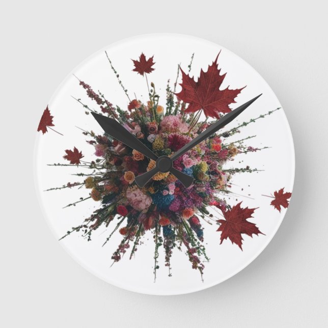 Artistic Floral Burst Wall Clock – Vibrant Modern  (Front)