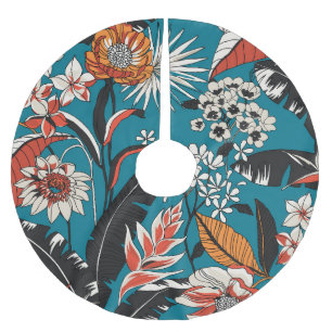 Artistic Floral Deco: Vintage Seamless Pattern Brushed Polyester Tree Skirt