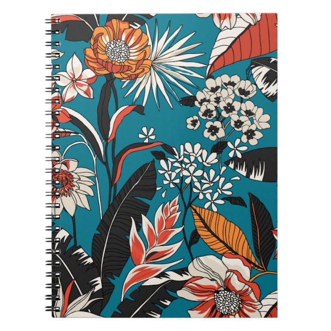 Artistic Floral Deco: Vintage Seamless Pattern Notebook (Front)