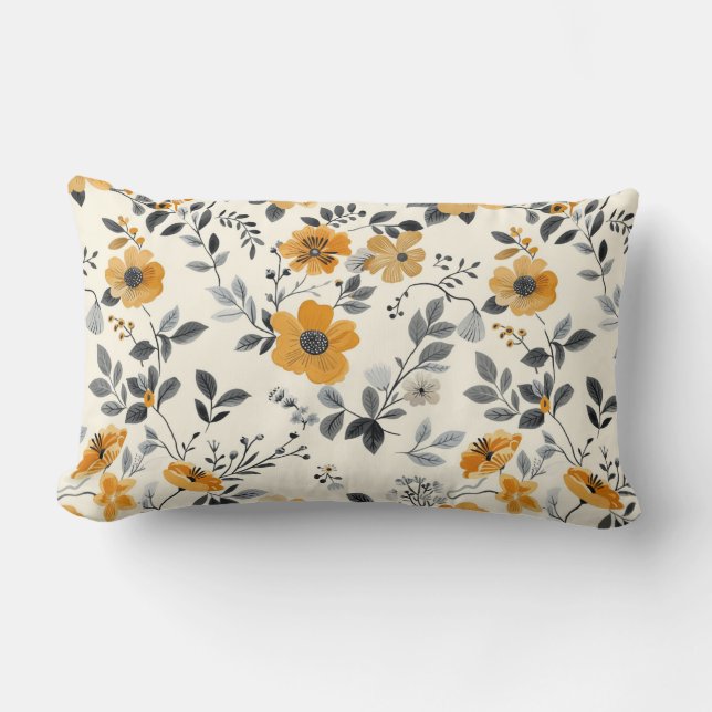 Artistic Floral Luxury" Lumbar Cushion (Front)