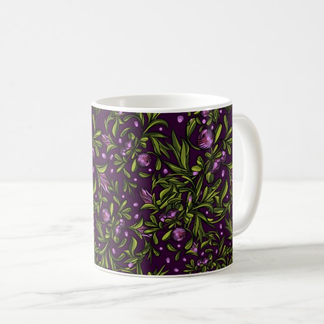 Artistic Floral Motif: Purple Flowers Coffee Mug (Front Right)