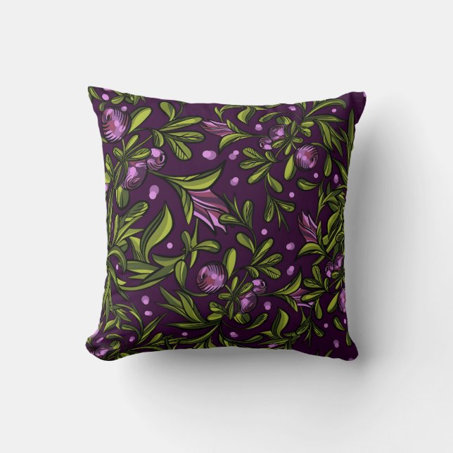 Artistic Floral Motif: Purple Flowers Cushion (Front)