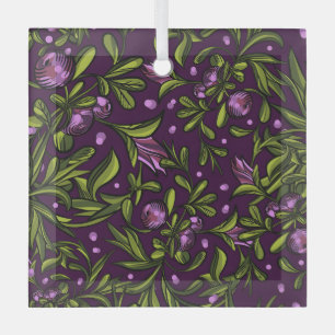 Artistic Floral Motif: Purple Flowers Glass Tree Decoration