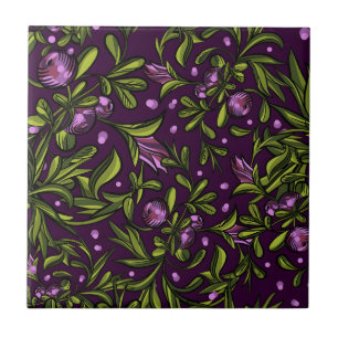 Artistic Floral Motif: Purple Flowers Tile