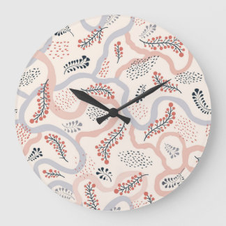Artistic floral pattern, ornamental autumn decor. large clock