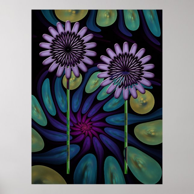 Artistic Floral poster with a Spiral background (Front)