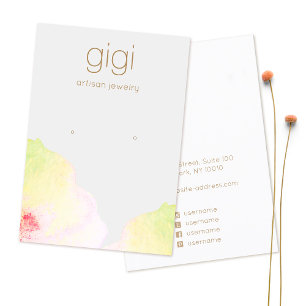 Artistic Floral Watercolor Earring Display Holder Business Card
