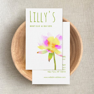 Artistic Floral Watercolor Lotus Natural Skincare  Business Card