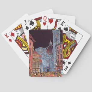 Artistic Florence Italy Street Scene with Duomo Playing Cards