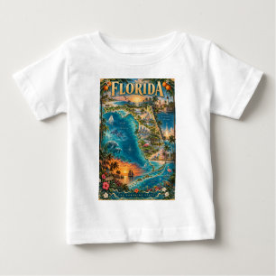 Artistic Florida State Map Vintage Tropical Poster Baby T-Shirt