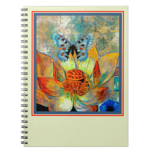 Artistic flower and butterfly notebook