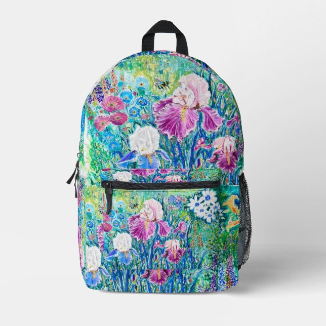 Artistic Flower Garden Oil Pastel Backpack (Front)