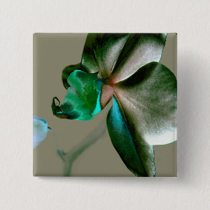 Artistic Flower in Blue, Green and Grey Tones 15 Cm Square Badge