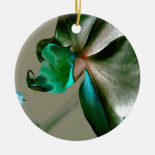 Artistic Flower in Blue, Green and Grey Tones Ceramic Tree Decoration