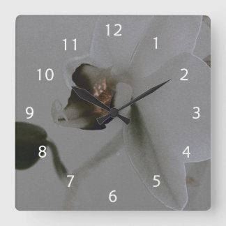 Artistic Flower in Grey Tones Square Wall Clock