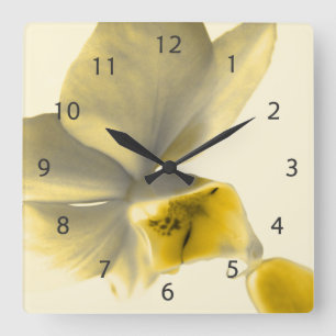 Artistic Flower in Yellow Tones Square Wall Clock