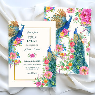 Artistic Flower peacock Invitation