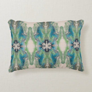 Artistic Fluid Abstract in Aqua & Green Decorative Cushion