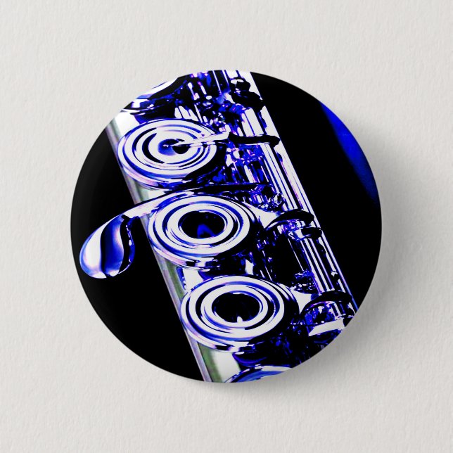 Artistic Flute Silver Metal Beautiful Fun 6 Cm Round Badge (Front)