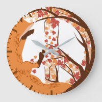 Artistic Fox Peace Sign Autumn Leaves Tree Poster