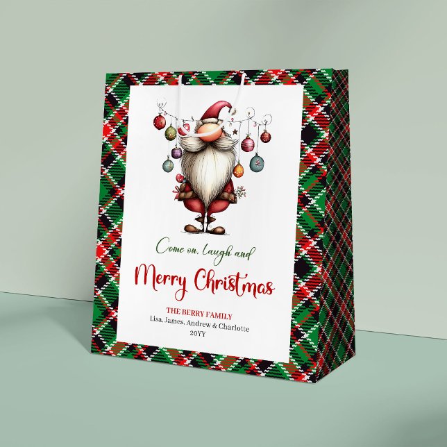 Artistic Funny Santa Red Green Playful Gift Bag (Artistic Funny Santa Red Green Playful Gift Bag)