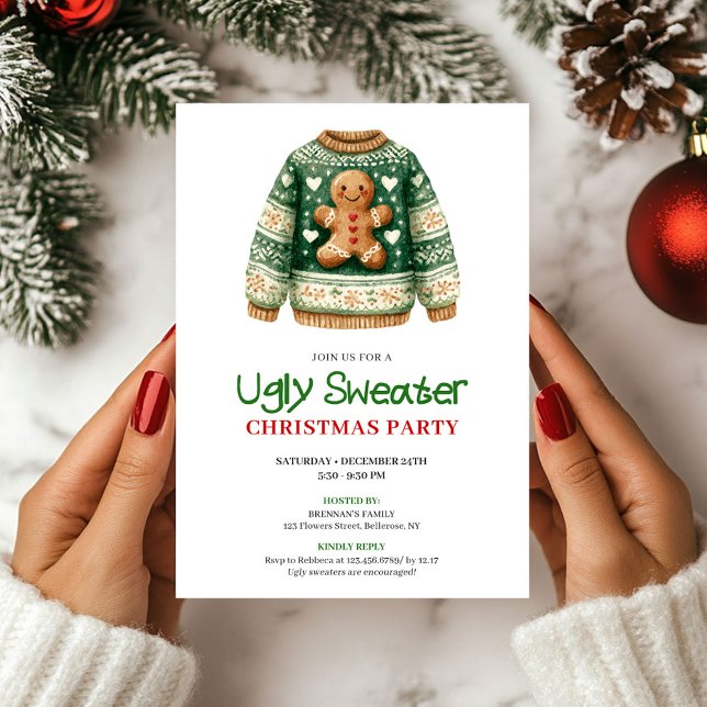 Artistic Funny Ugly Sweater Christmas Party Invitation (Artistic Funny Ugly Sweater Christmas Party)