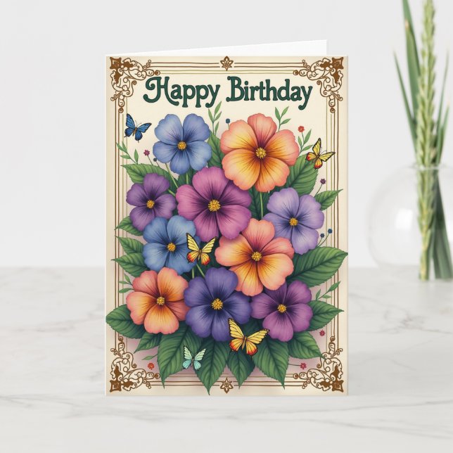 Artistic Garden Birthday Card (Front)