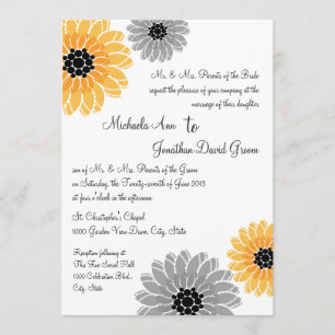 Artistic Garden yellow and grey Wedding Invitation