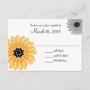Artistic Garden Yellow and Grey Wedding RSVP Card