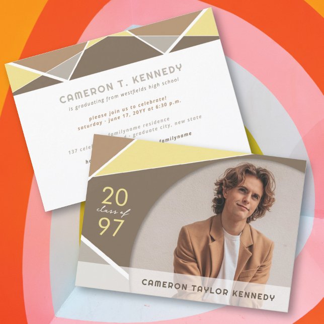 Artistic Geo Colour Blocks Photo Graduation Party Invitation (Creator Uploaded)