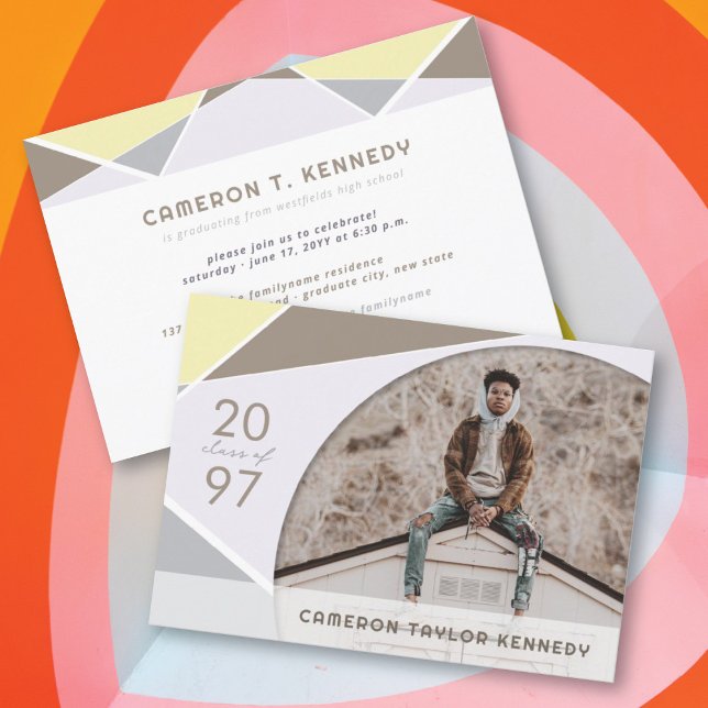 Artistic Geo Colour Blocks Photo Graduation Party Invitation (Creator Uploaded)