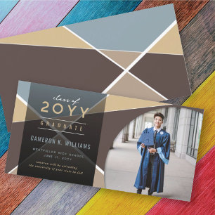 Artistic Geometric Colour Blocks Photo Graduation Announcement
