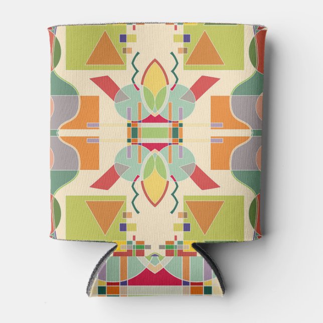 Artistic Geometric: Colourful Seamless Pattern Can Cooler (Front)