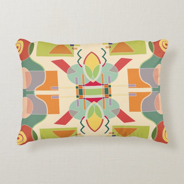 Artistic Geometric: Colourful Seamless Pattern Decorative Cushion (Front)