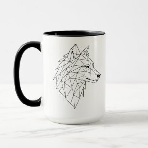 Artistic Geometric Wolf Head Ceramic Coffee Mug
