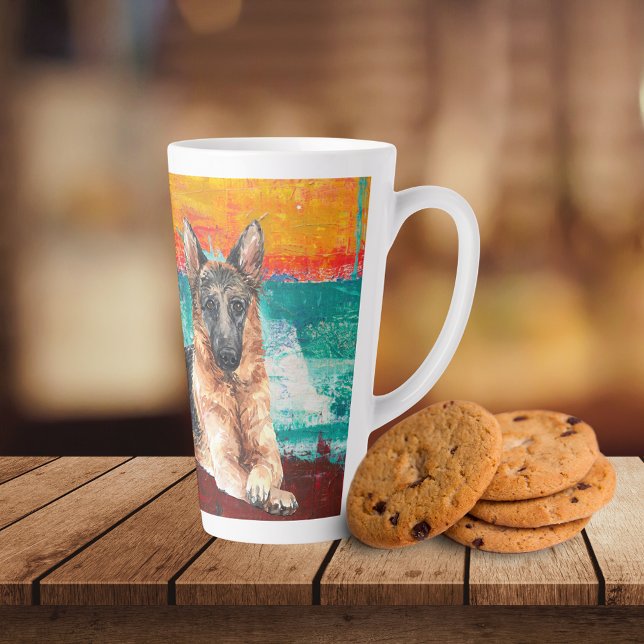 Artistic German Shepherd Abstract Painting  Latte Mug (Creator Uploaded)