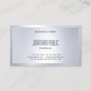 Artistic Glamourous Silver Look Modern Elegant Top Business Card