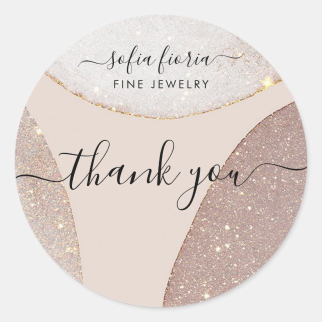 Artistic Glitter Jewellery Thank You Sticker (Front)