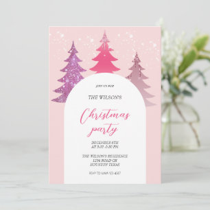 Artistic Glitter Pink Christmas  Invitation