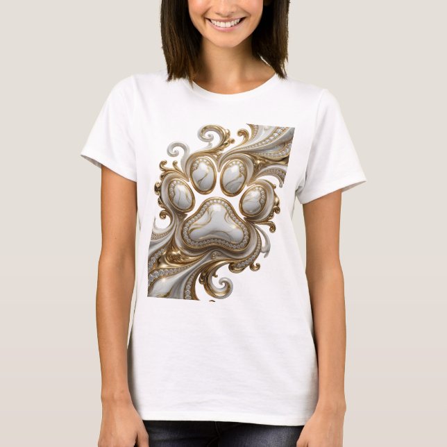Artistic Gold ABSTRACT ART Statement Design T-Shirt (Front)