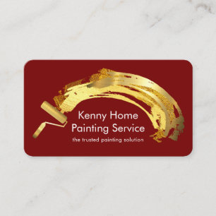 Artistic Gold Brush Paint Splatter  Business Card