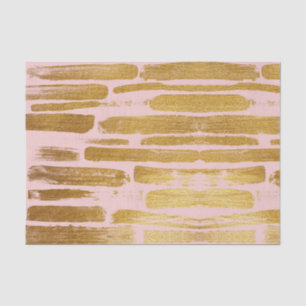 Artistic Gold Paint Brushstroke Stripes on Blush Tissue Paper