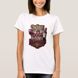 Artistic Gold WINE AND DOGS BRING ME HAPPINESS T-Shirt