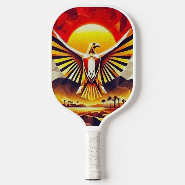 Artistic Golden Egyptian Flag Eagle Pickleball Paddle (Front)