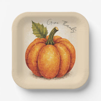 Artistic Grain Thanksgiving Pumpkin Paper Plate