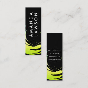 Artistic Green Brush Stroke Mini Business Card